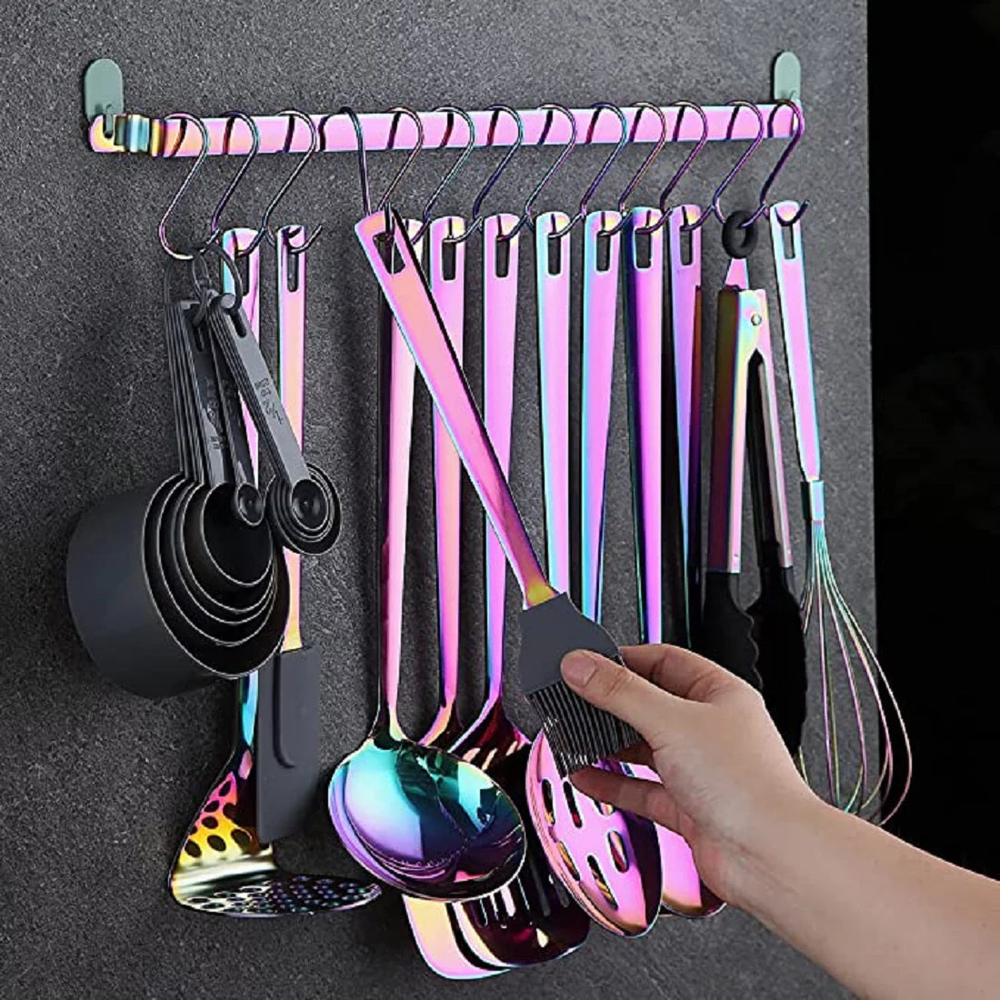 37 Piece Colorful Silicone Stainless Steel Utensils Set with Holder F776230