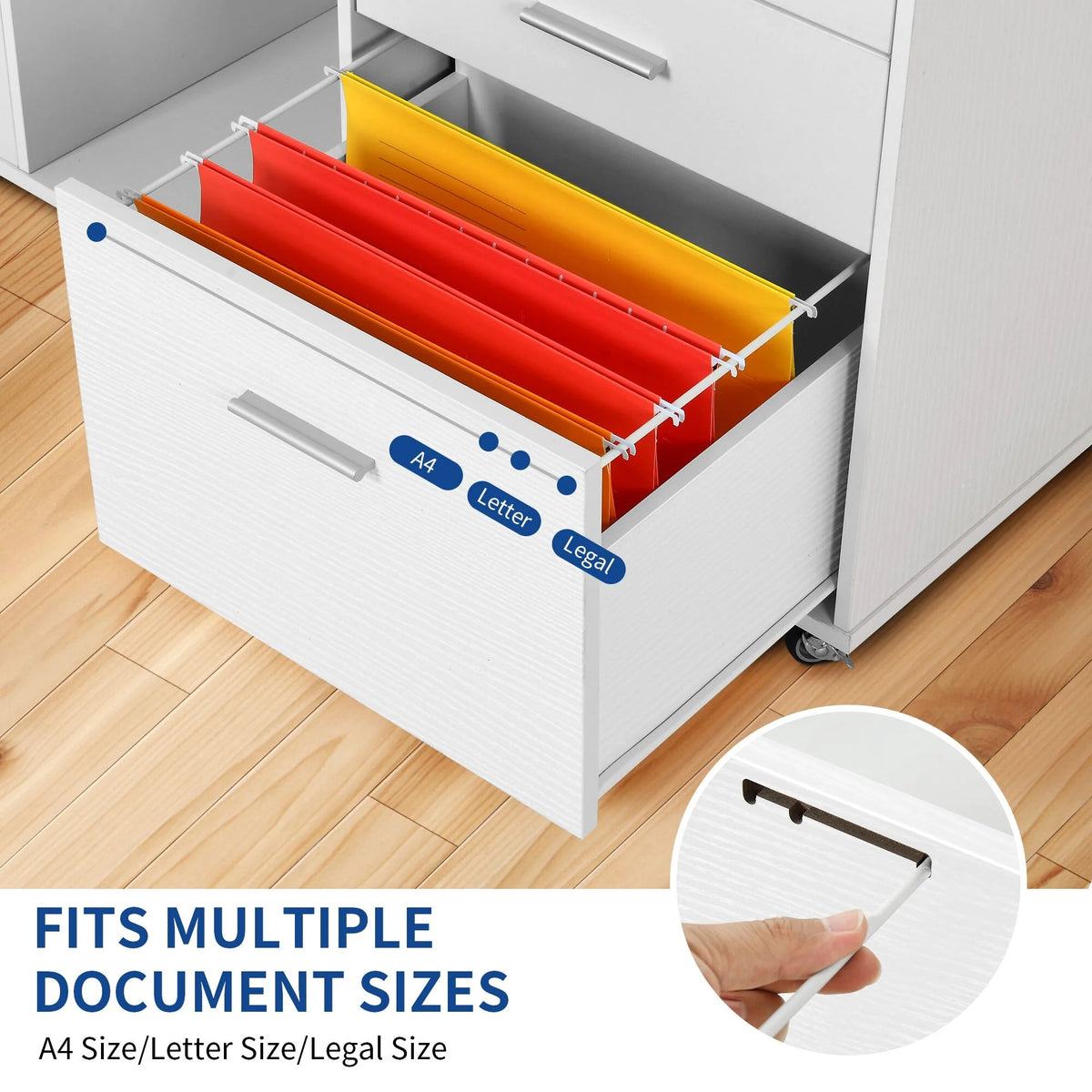 White Wood File Cabinet with Charging Station T744