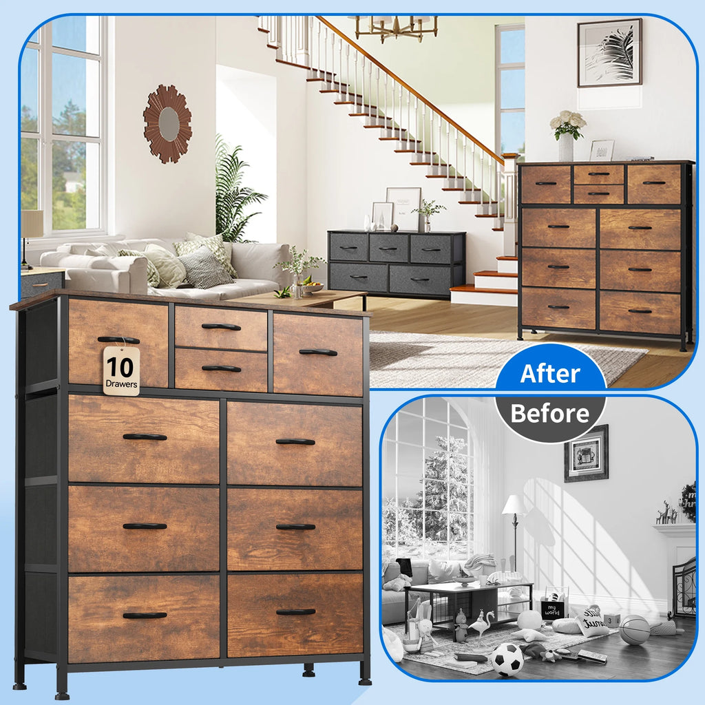 10 Drawer Fabric Dresser L72525