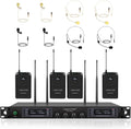 Quad Channel Wireless Microphone System with Four Bodypacks and Headsets/Lapels J634002