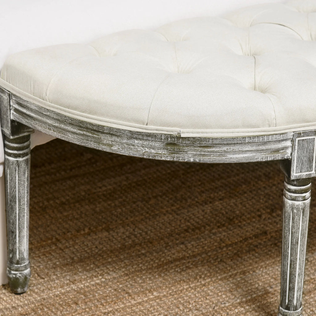 Off White Tufted Ottoman Bench D534