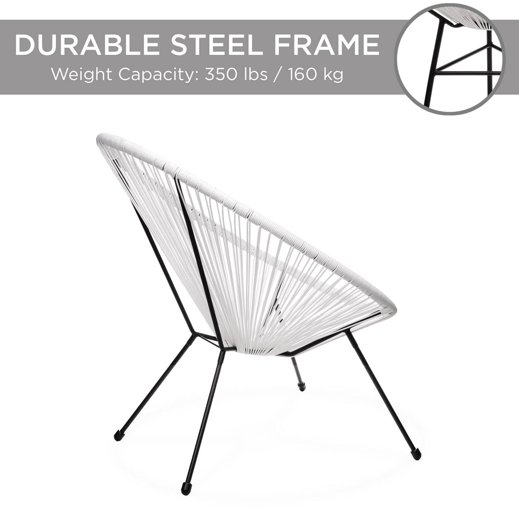 3-Piece All-Weather Patio Bistro Furniture Set with Rope Glass Top Table Q367