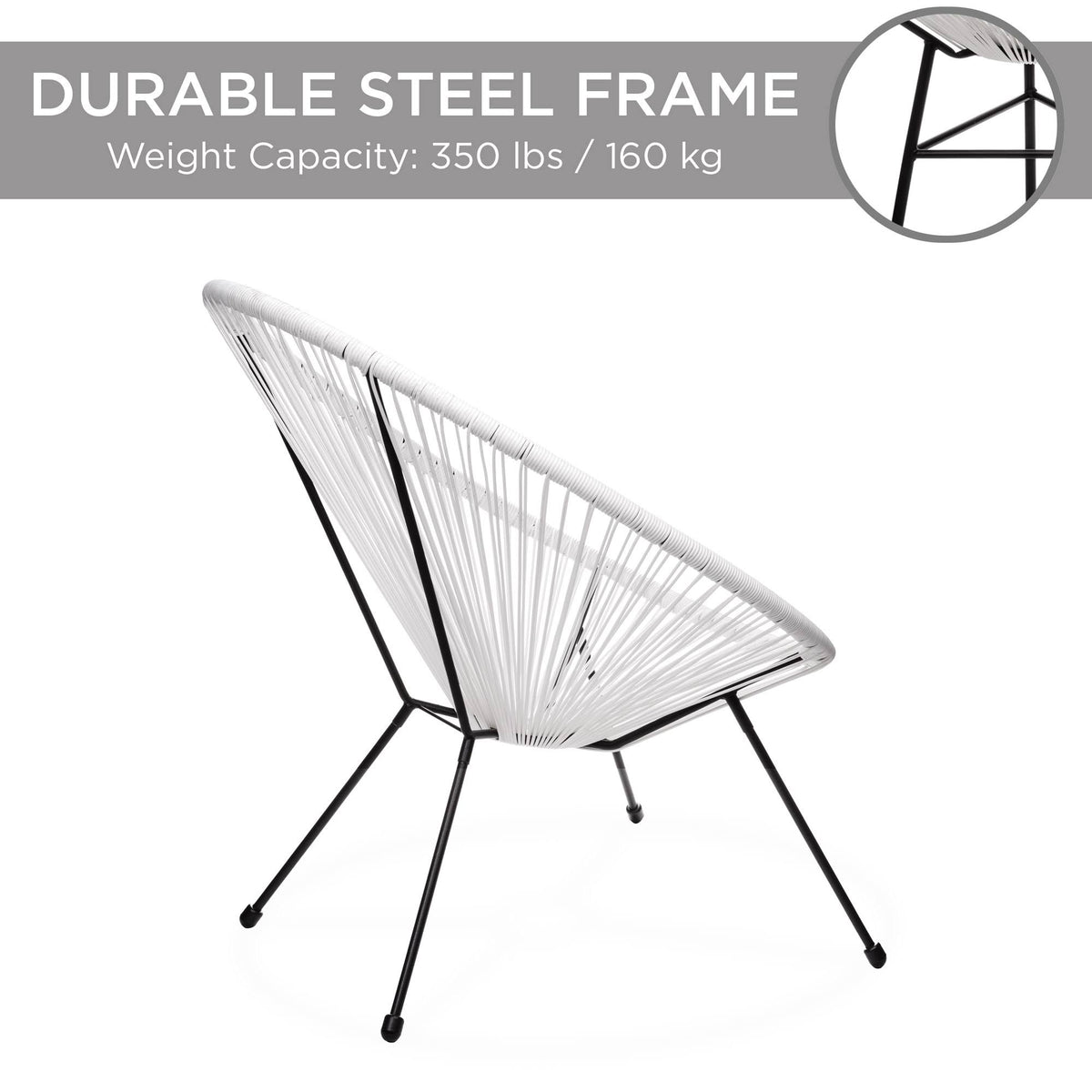 3-Piece All-Weather Patio Bistro Furniture Set with Rope Glass Top Table Q367