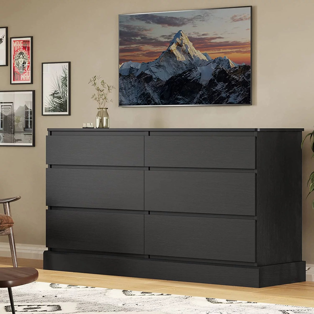 Black 6 Drawer Double Dresser L117824