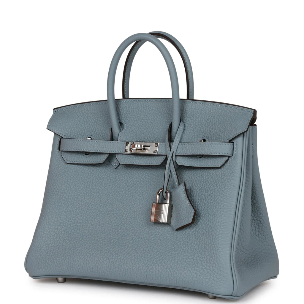 Bleu Lin Togo Palladium Hardware Handbag F8895