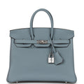 Bleu Lin Togo Palladium Hardware Handbag F8895