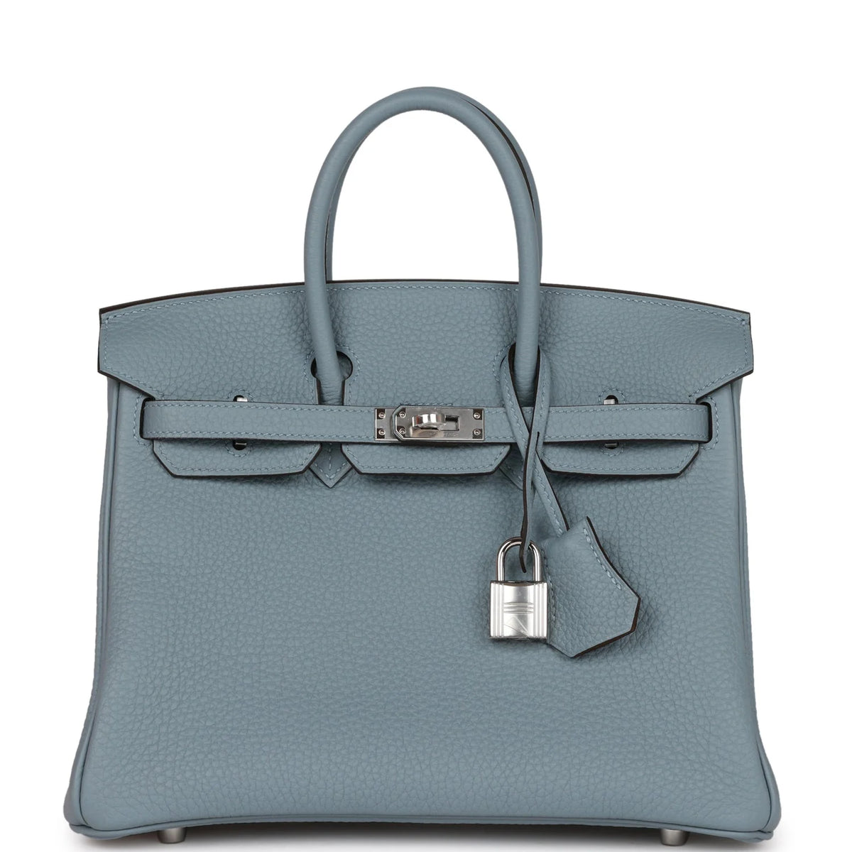 Bleu Lin Togo Palladium Hardware Handbag F8895