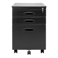 3-Drawer Mobile File Cabinet, Black E409