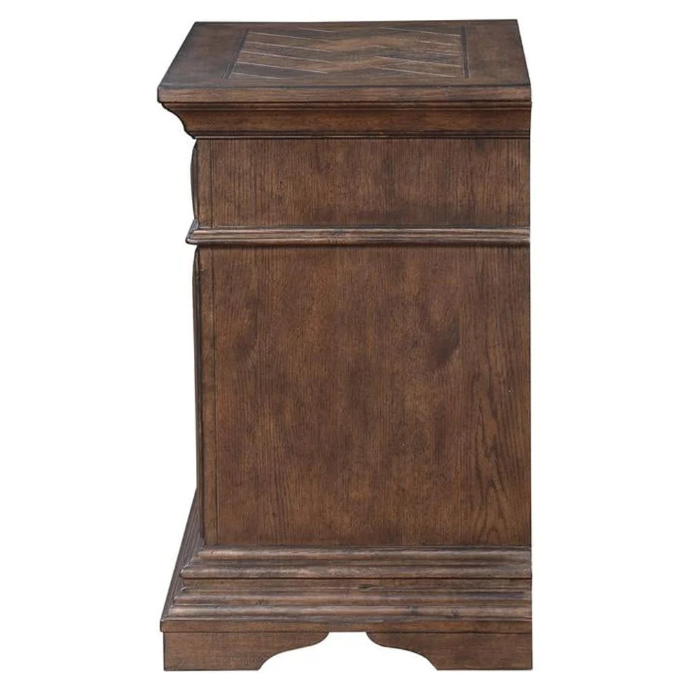Solid Wood 3-Drawer Nightstand in Brushed Walnut B246319
