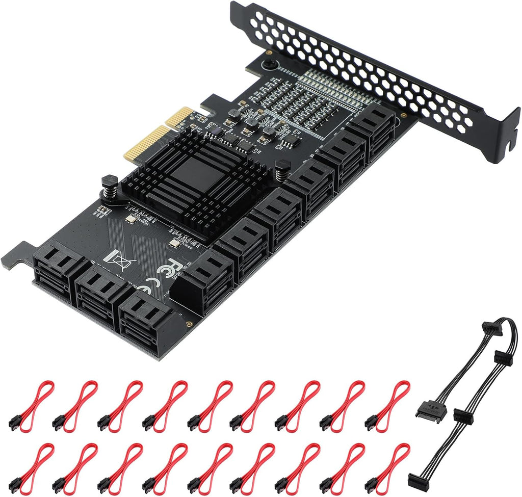 PCIe SATA Card 8 Port with 8 SATA Cables and Low Profile Bracket, Pack of 2 J249924