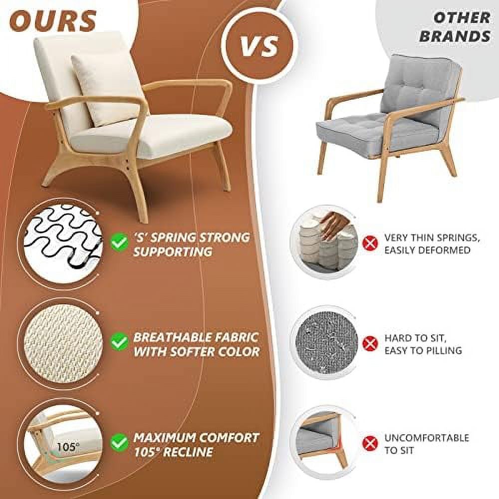 Accent Chair with Lumbar Pillow Upholstered Linen Fabric K70826