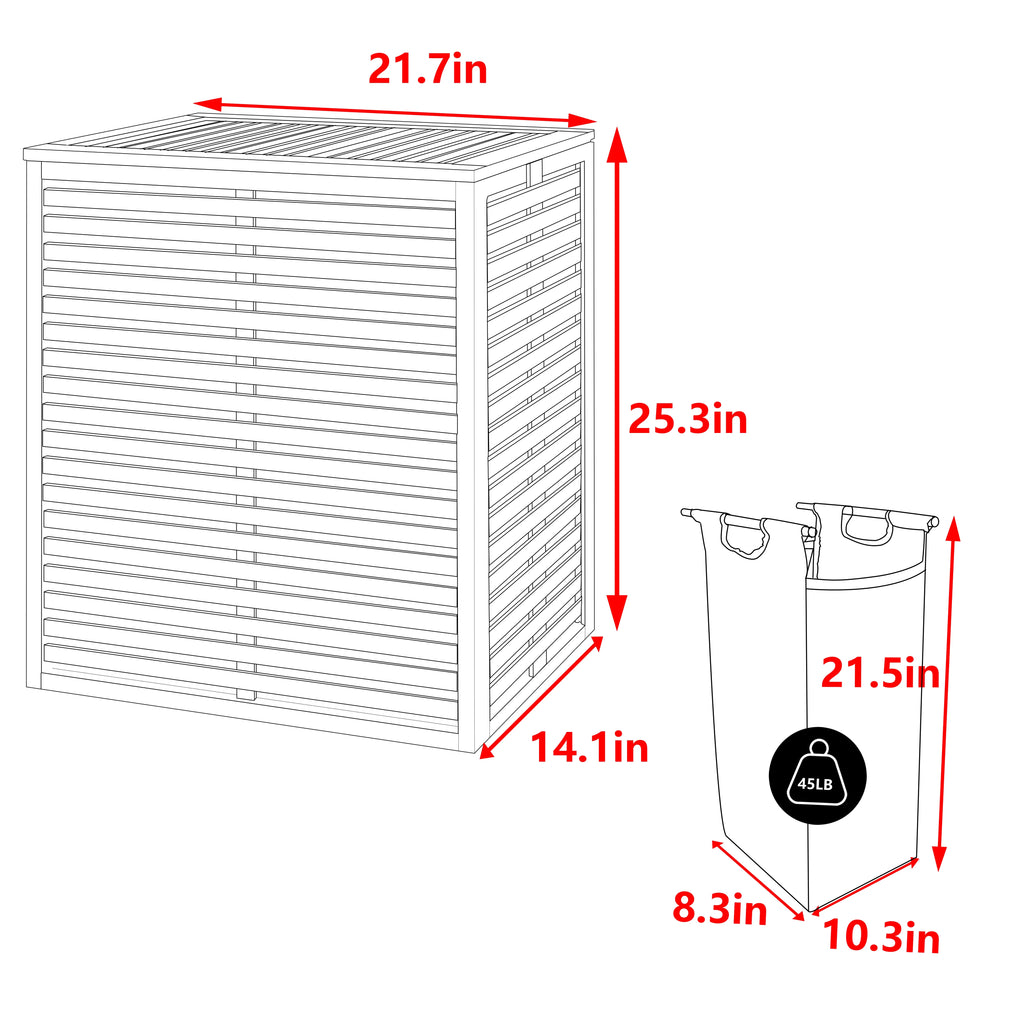 Foldable Bamboo Laundry Hamper with Lid and Liner Bag V74693