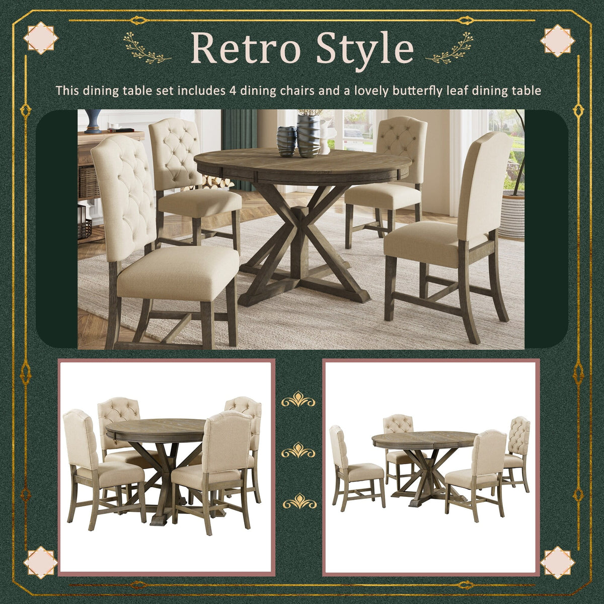 Extendable 5-Piece Dining Table Set with Upholstered Chairs H881283