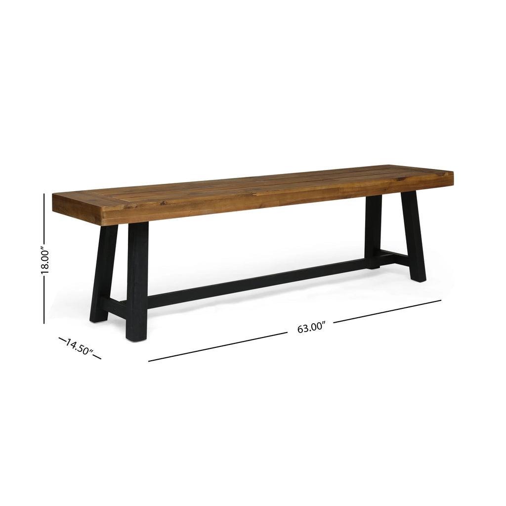 Acacia Wood Outdoor Bench Set of 2 N802