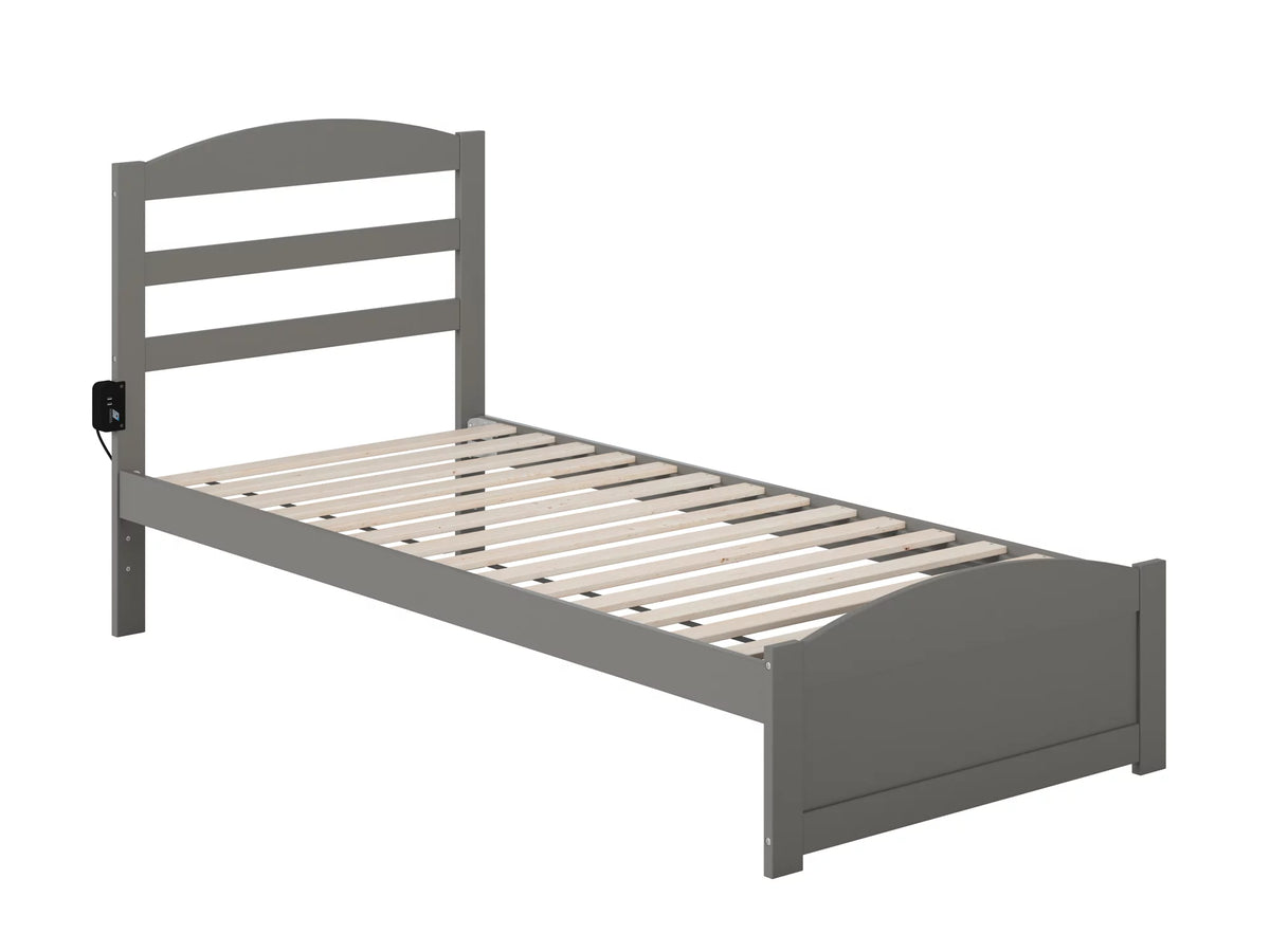 14" Twin XL Grey Wood Platform Bed Frame with Headboard and Footboard E494090