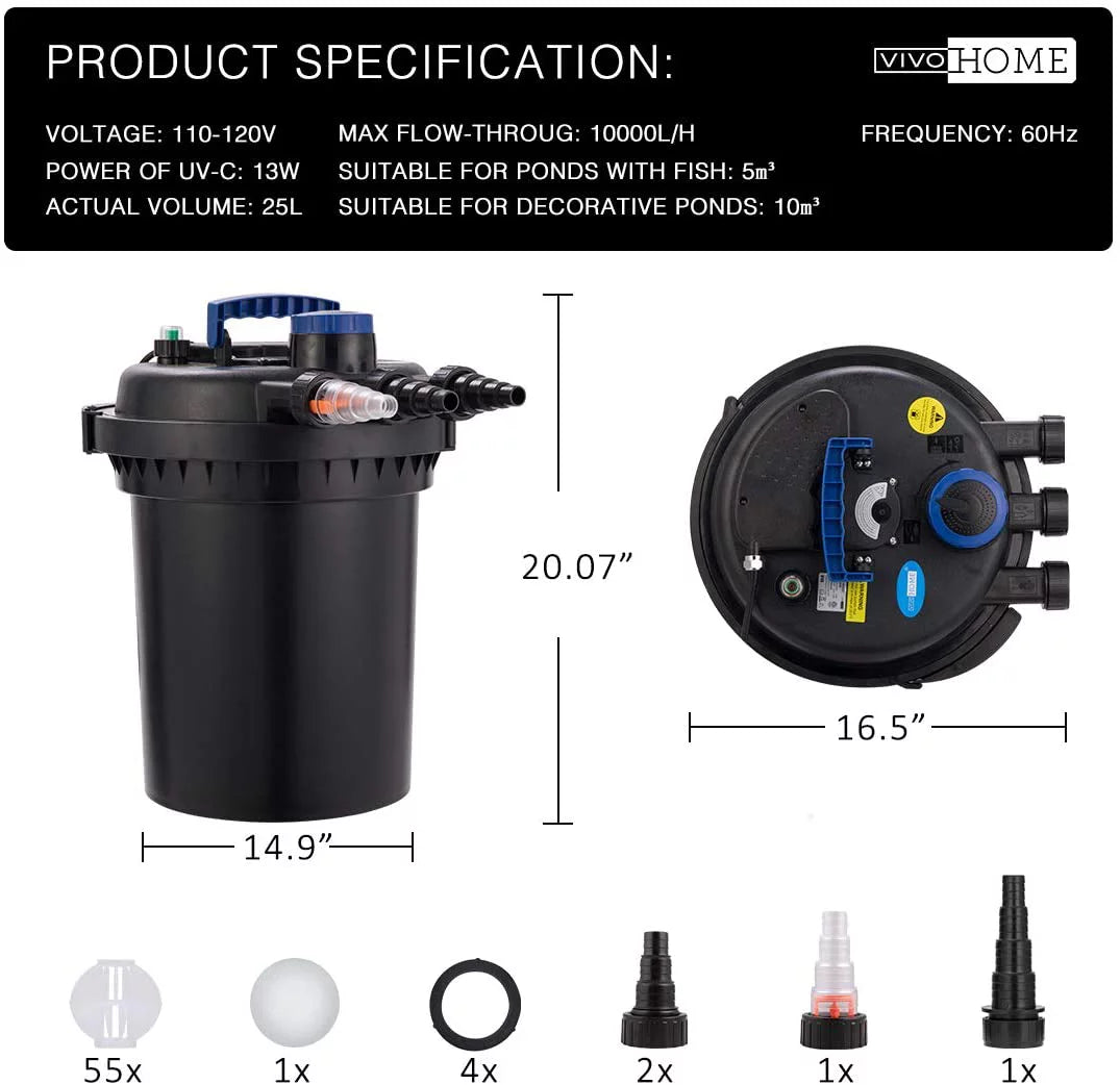 Bio Pressure Pond Filter with 13-Watt UV Light Q52185