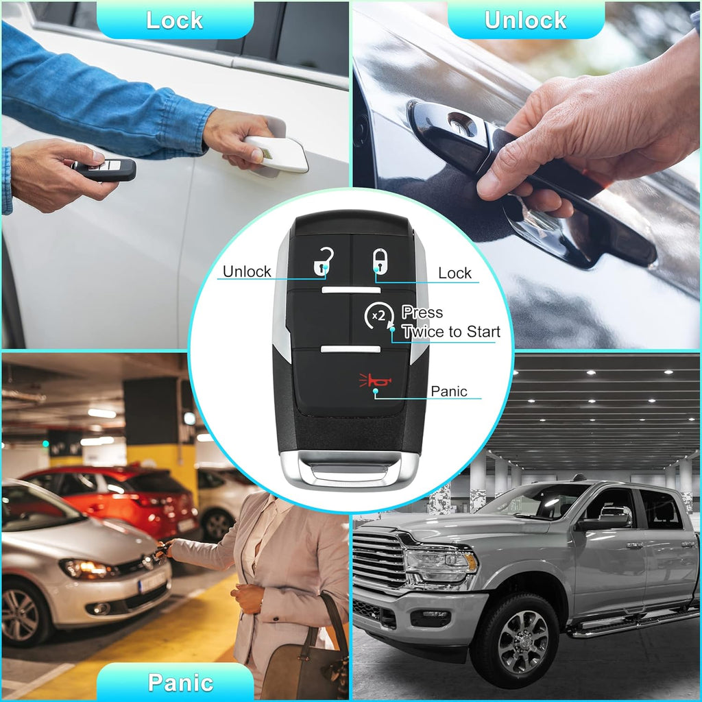 Replacement Keyless Entry Remote Car Key Fob 4 Buttons with Door Key B691