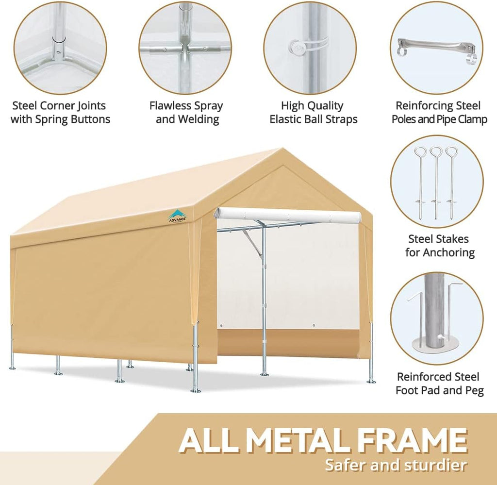 Beige Adjustable Heavy Duty Carport Canopy Q1468