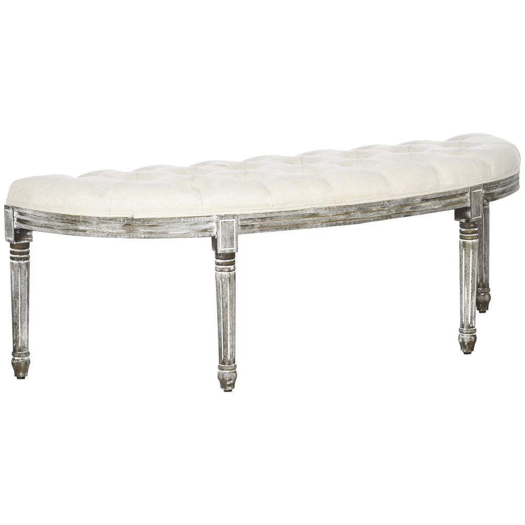 Off White Tufted Ottoman Bench D534