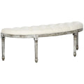 Off White Tufted Ottoman Bench D534