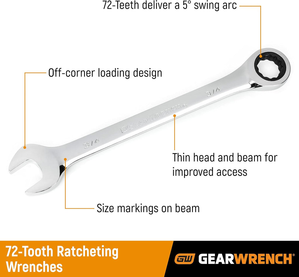 Ratcheting Combination SAE Wrench Set, 4 Pc. 12 Point C689282