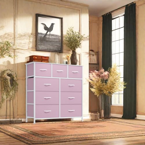 Pink 9 Drawer Fabric Storage Dresser T953692