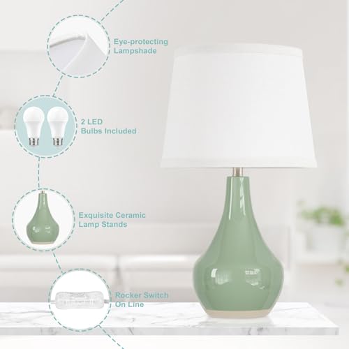 Modern Ceramic Table Lamps Set of 2 Grey H657556