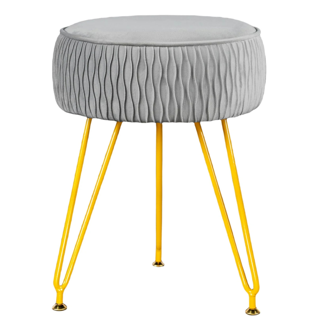Faux Fur Vanity Stool with Golden Metal Legs B7023