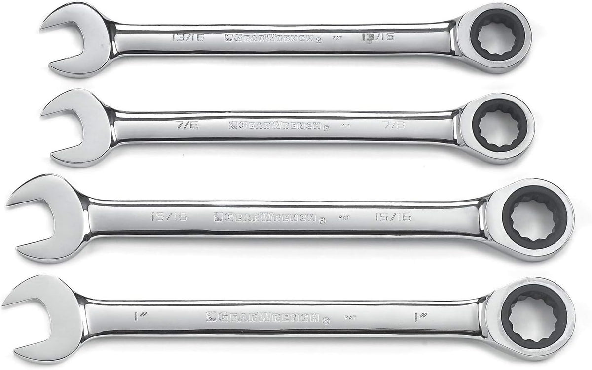 Ratcheting Combination SAE Wrench Set, 4 Pc. 12 Point C689282