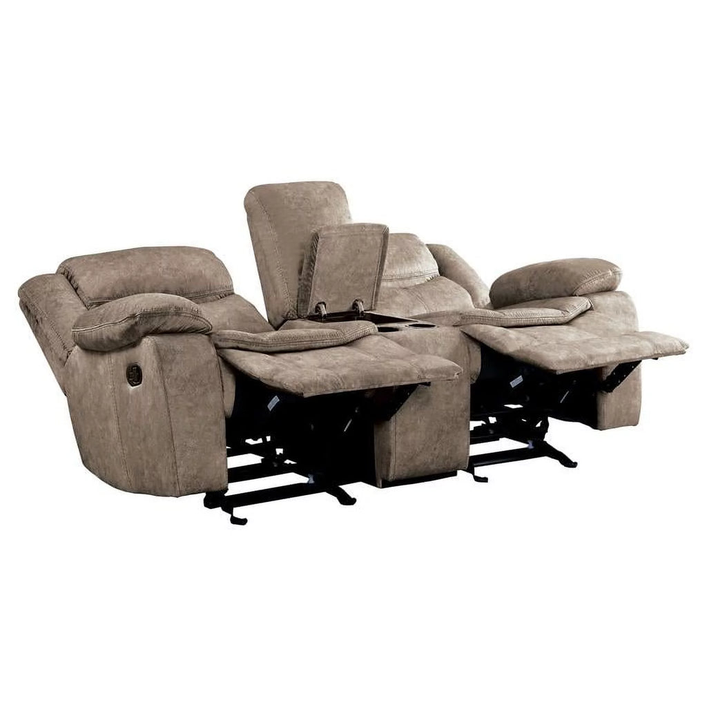 Brown Microfiber Reclining Loveseat R9829