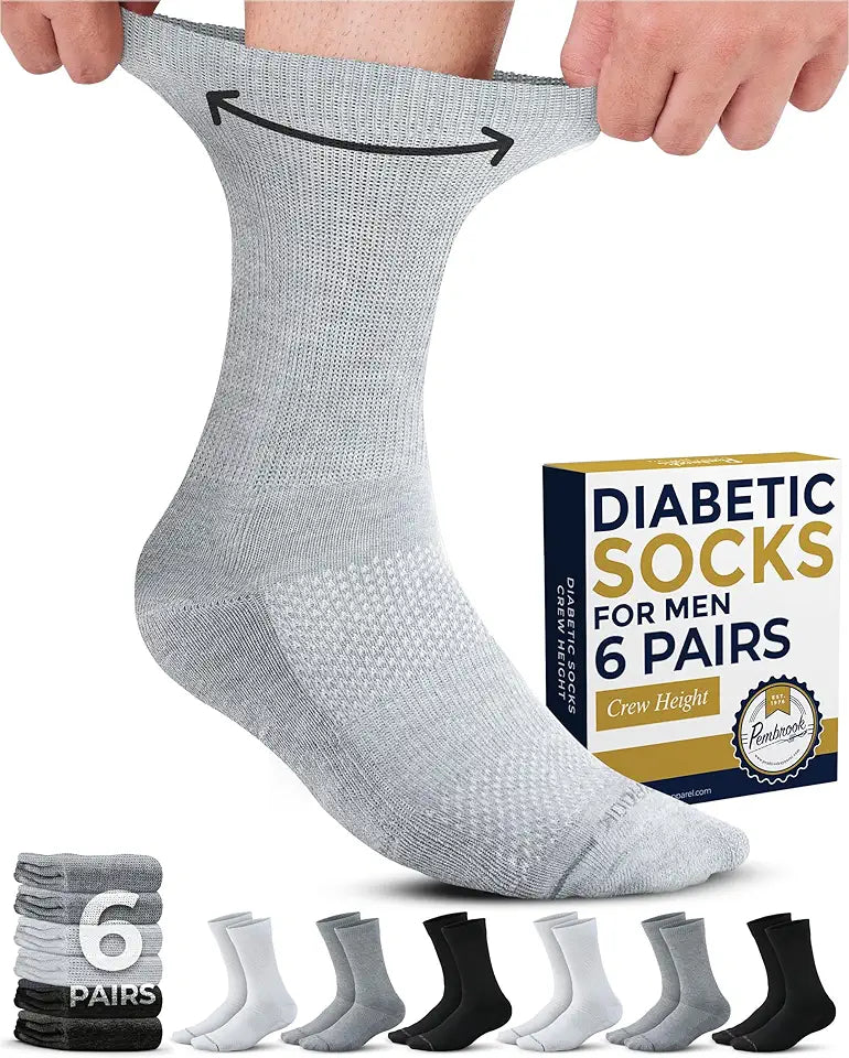 6 Pairs Crew Diabetic Socks Z5248