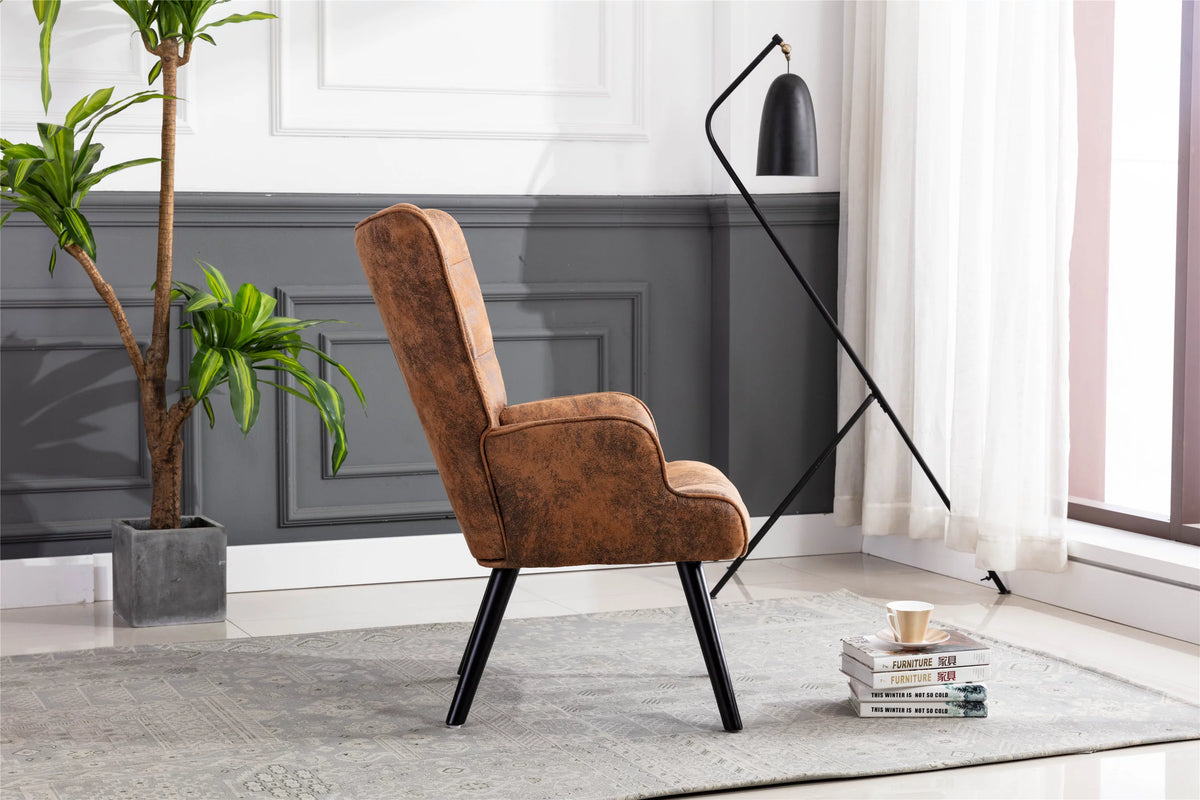 Velvet Accent Sofa Chair with Solid Wood Legs Q900489