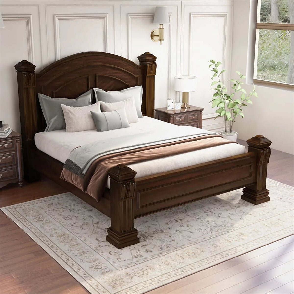King Panel Wood Bed D9222