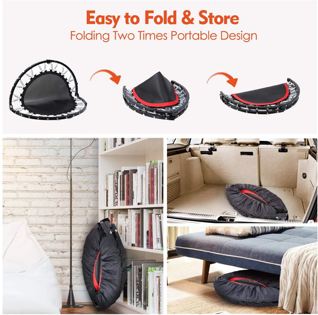Foldable Fitness Trampoline with 3-Level Adjustable Foam Handrail B30173