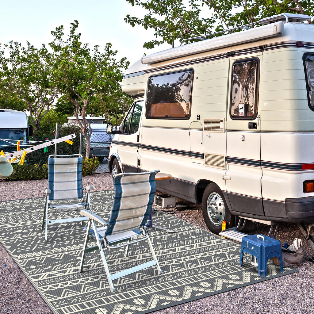 6x9ft Grey White Reversible Outdoor Rug G53050