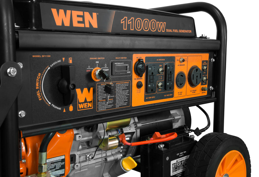 11,000-Watt Dual Fuel Portable Generator with Wheel Kit and Electric Start U96331