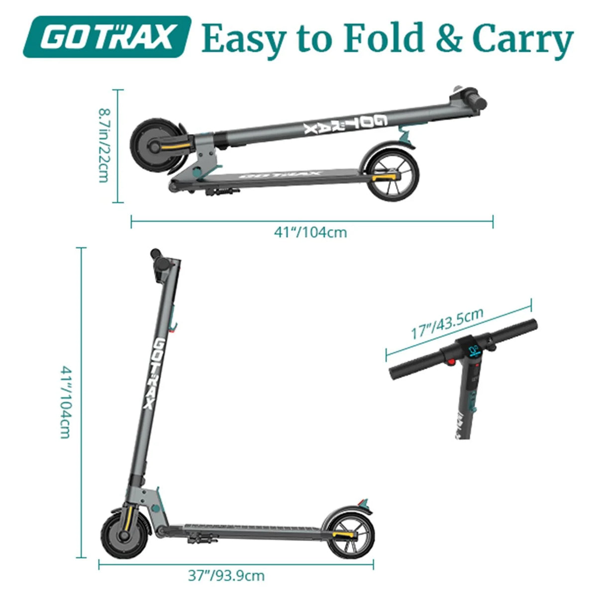 Gray Foldable Electric Scooter with 6 Tires Q242988