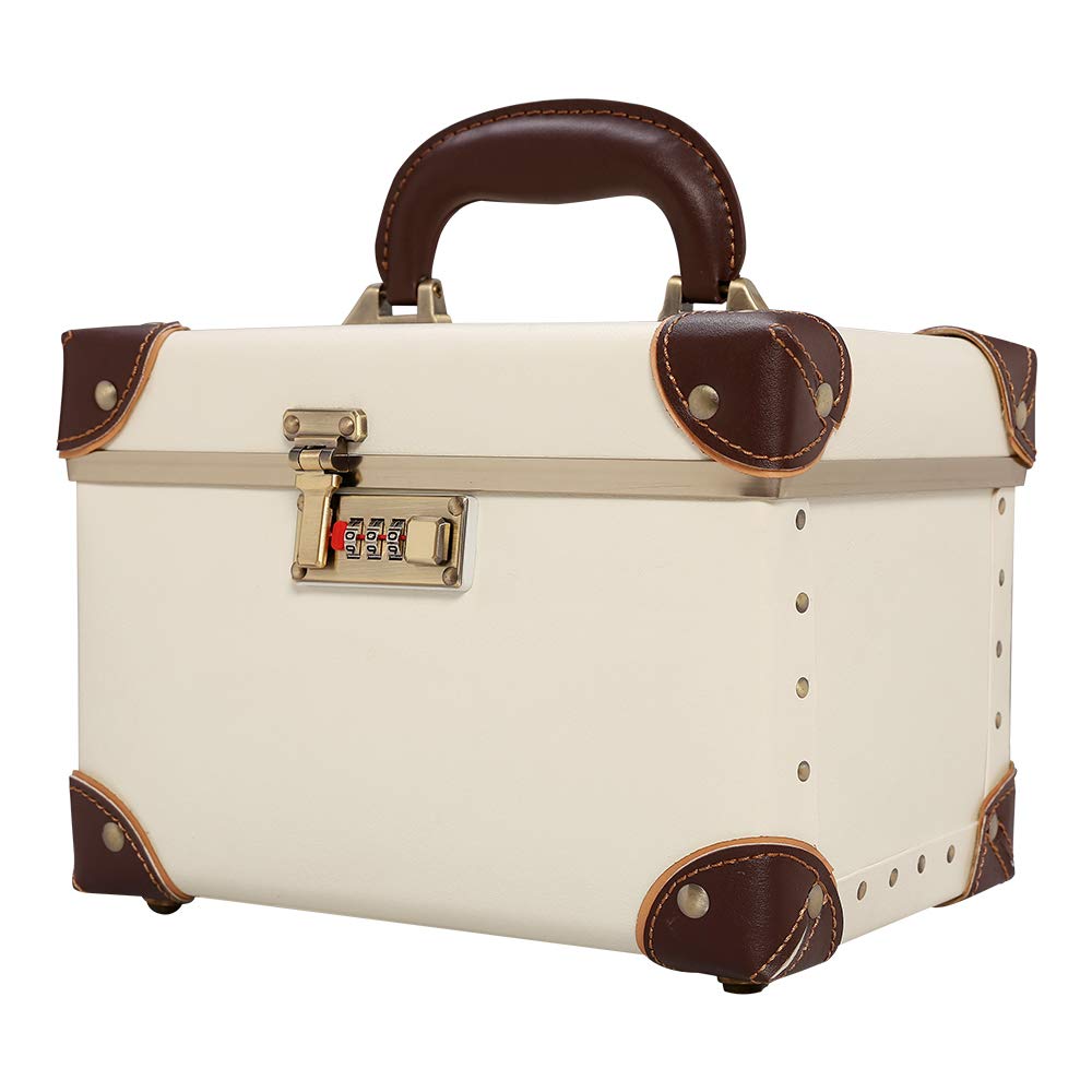 Retro Blue Portable Makeup Train Case with Combination Lock I3042