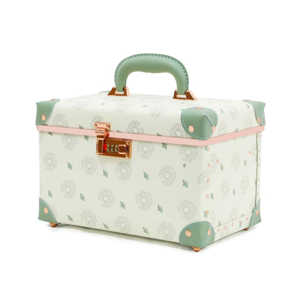 Retro Blue Portable Makeup Train Case with Combination Lock I3042