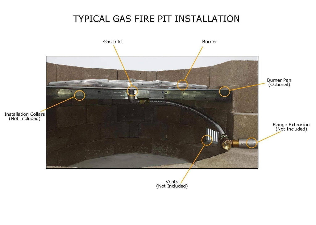 Propane Gas Fire Pit Burner Ring Kit with Flat Pan F32133