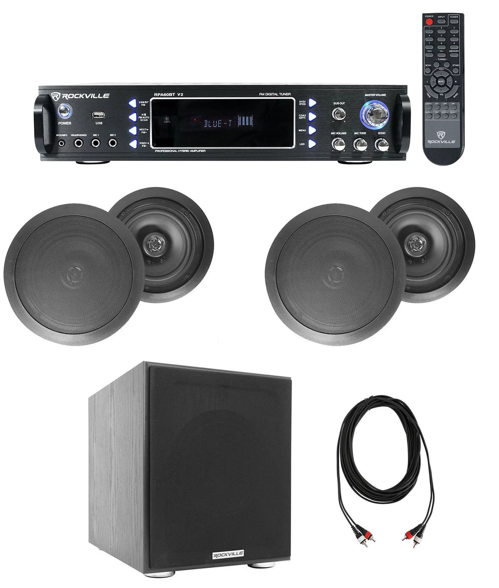 6.5" Black Ceiling Speaker Bluetooth Receiver Subwoofer V624