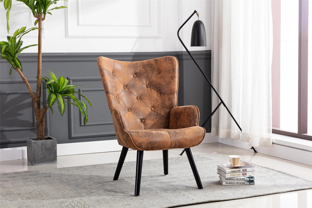 Velvet Accent Sofa Chair with Solid Wood Legs Q900489