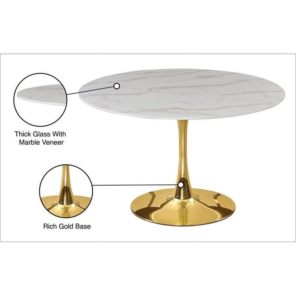 Gold Base Faux Marble Top Dining Table G6915