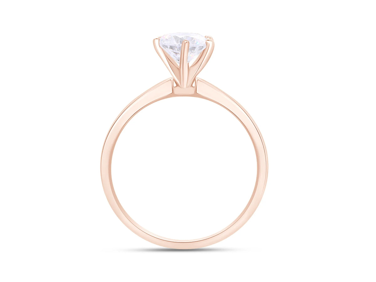 14K Rose Gold Over Sterling Silver Moissanite Solitaire Engagement Ring J14144