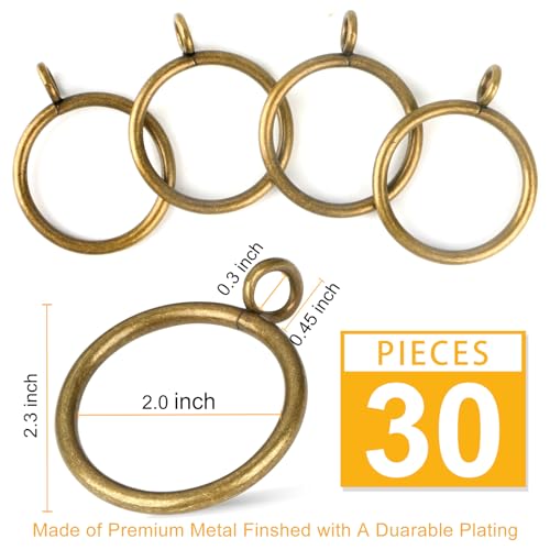 Set of 30 Antique Brass Curtain Rings with Eyelets N951370