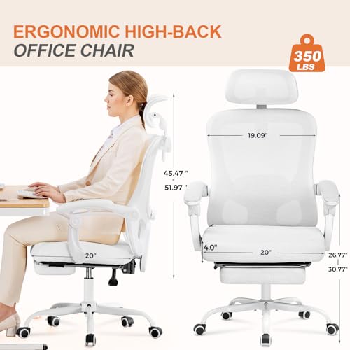 Ergonomic High-Back Mesh Office Chair with Footrest R554843