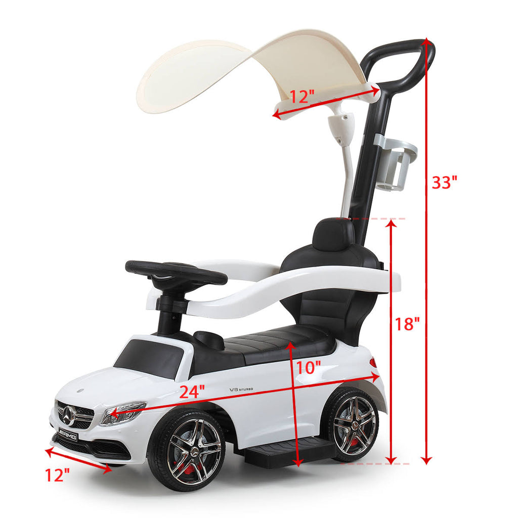 White Toddler Push Car with Canopy M993