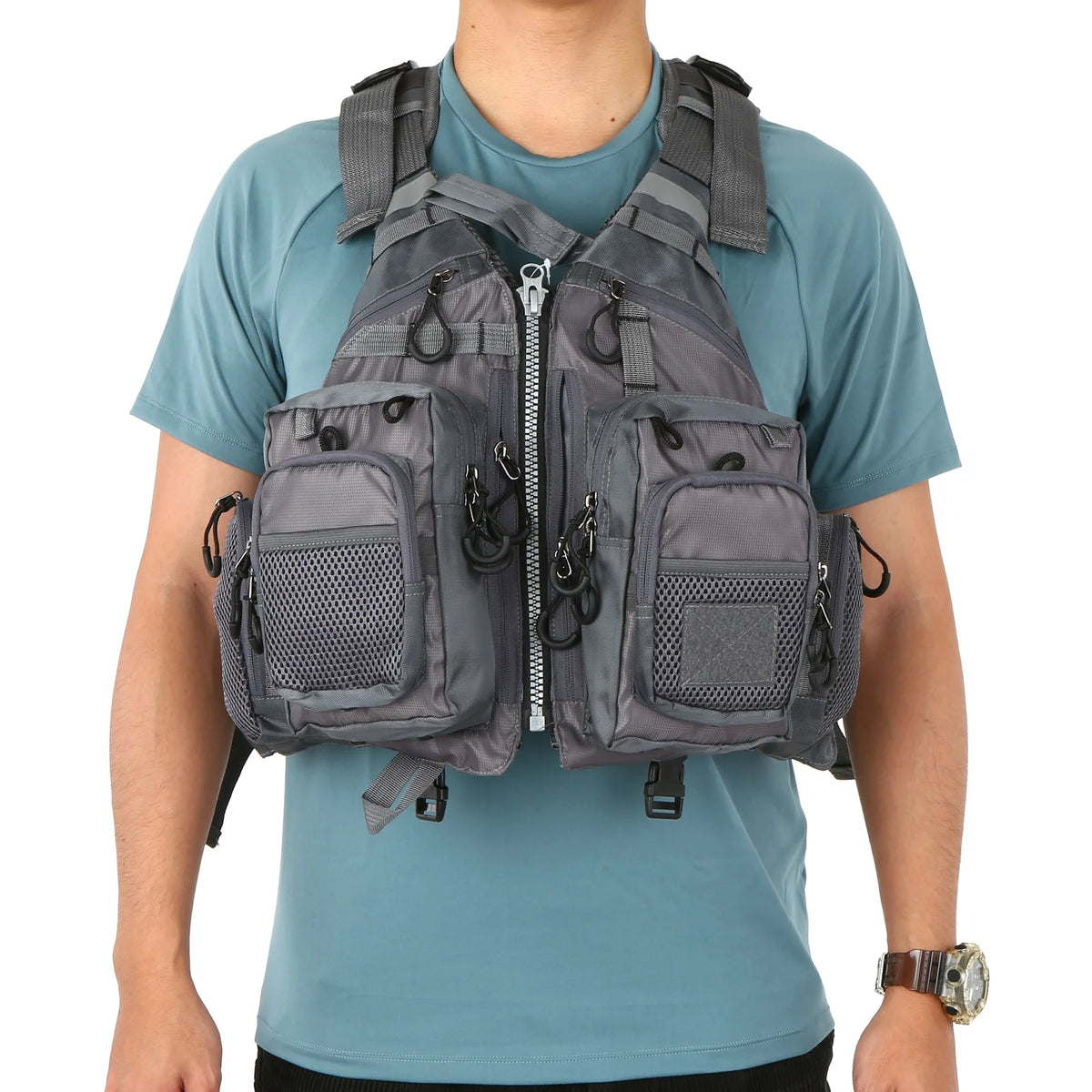 Padded Outdoor Fishing Life Jacket Vest with 209lb Bearing Capacity O4551