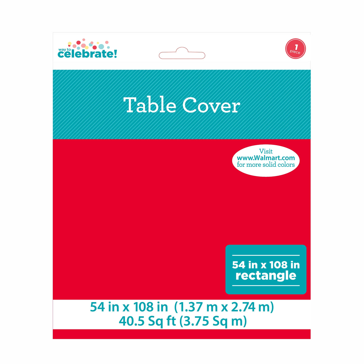 Red Plastic Party Tablecloth, 108in x 54in Z40899