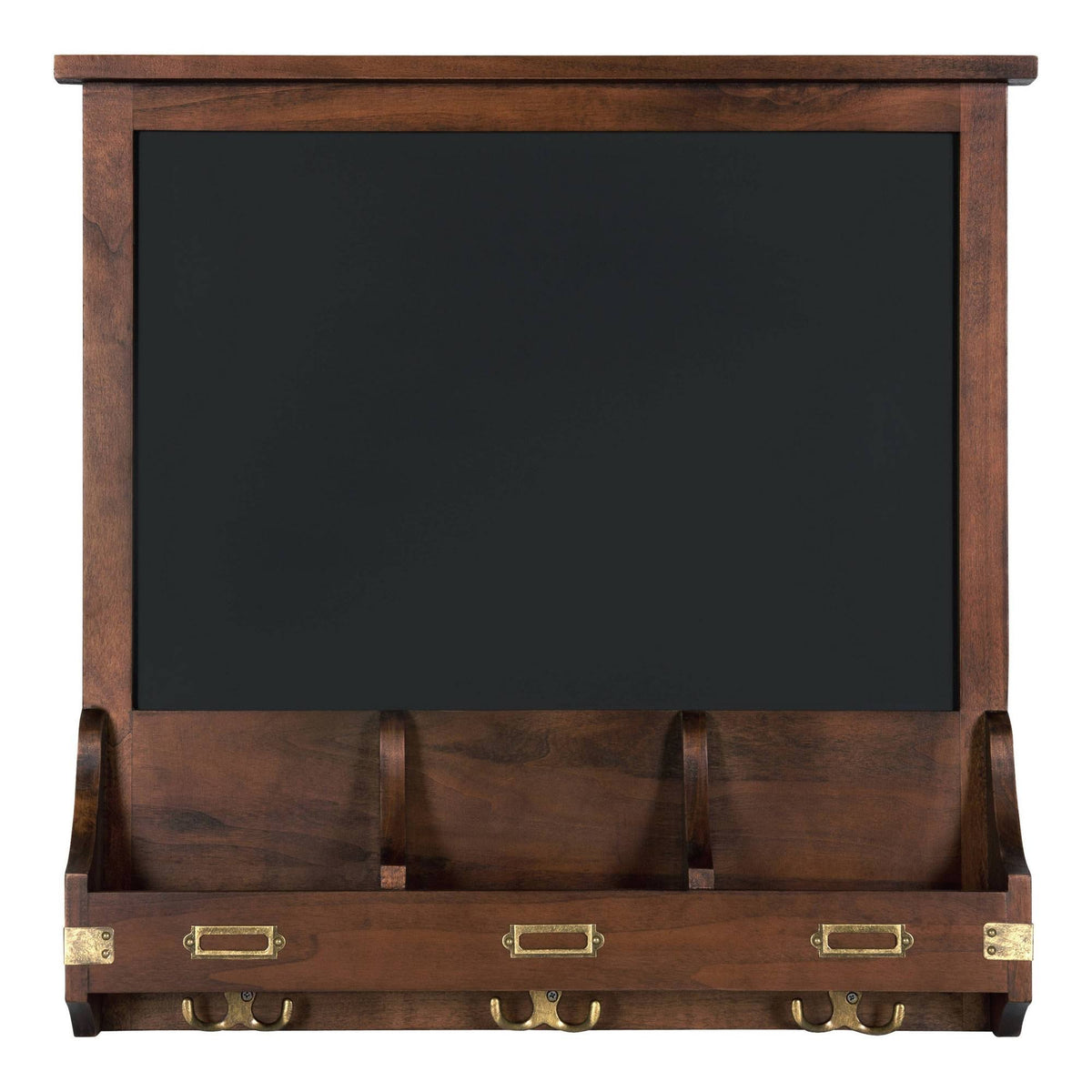 Decorative Rustic Wood Home Organizer with Chalkboard, Pockets, and Key Hooks I1773